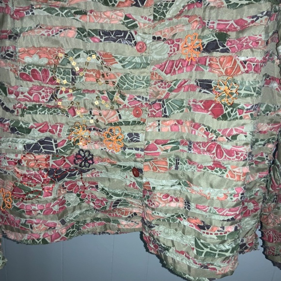 Life Style vintage beaded button front jacket Sz L lined art to wear dimensional - Picture 2 of 4